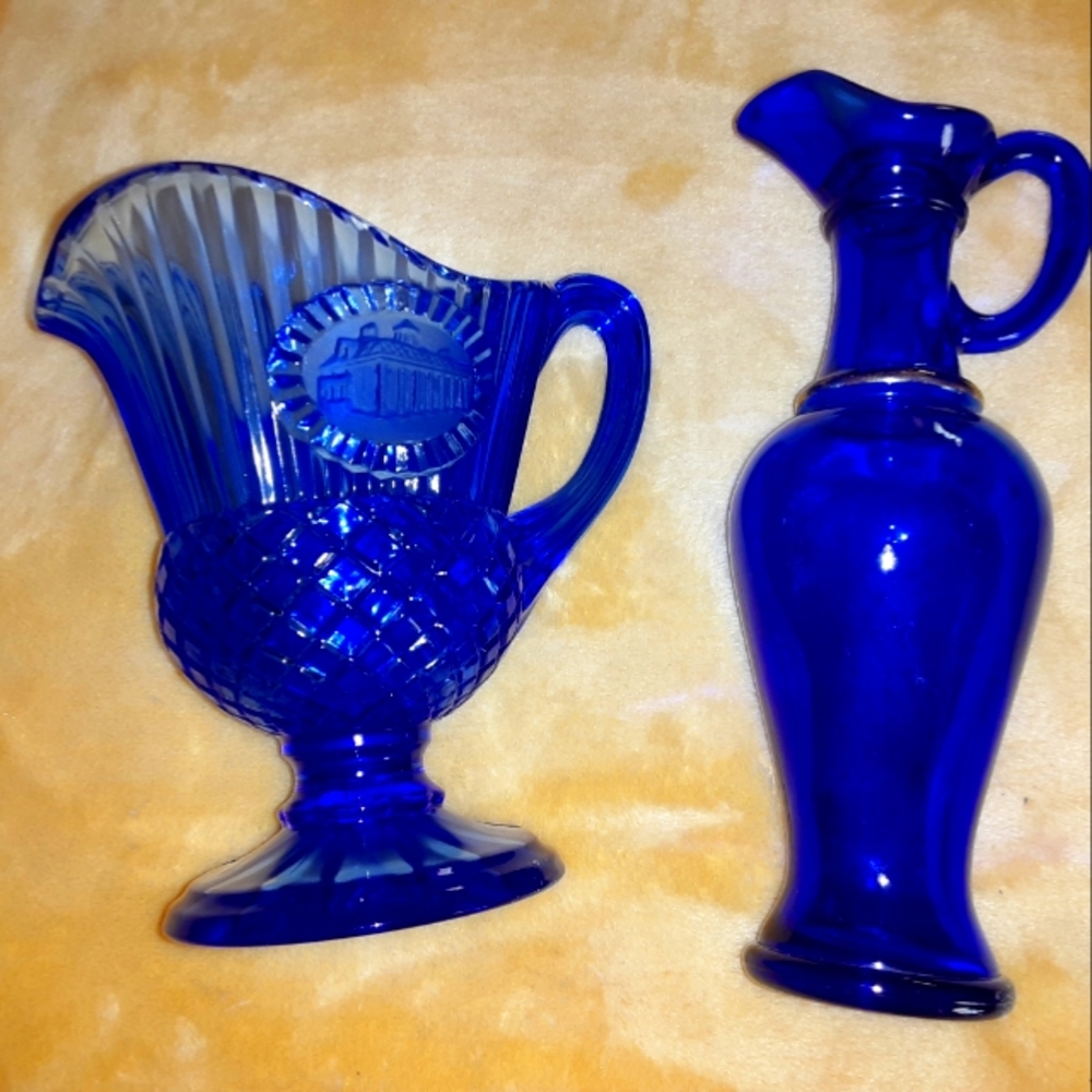 Pair of Cobalt blue carafes